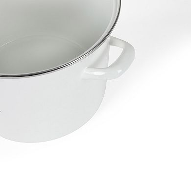 Martha Stewart 16-Quart Enameled Steel Lobster Print Stock Pot with Lid