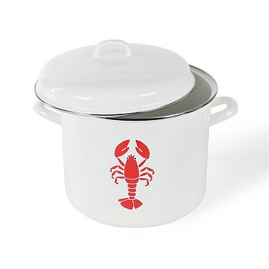 Martha Stewart 16-Quart Enameled Steel Lobster Print Stock Pot with Lid