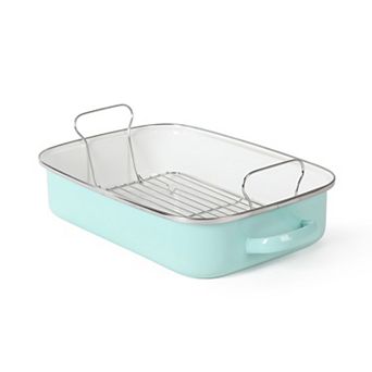 Martha Stewart 16 in Enameled Steel Roasting Pan with Rack