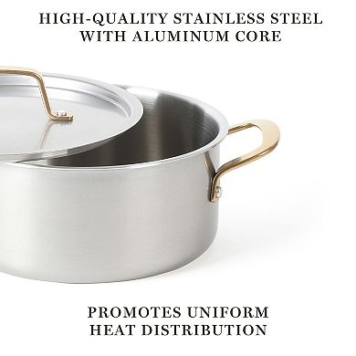 Martha Stewart 12-Piece Stainless Steel Gold-Tone Handled Cookware Set