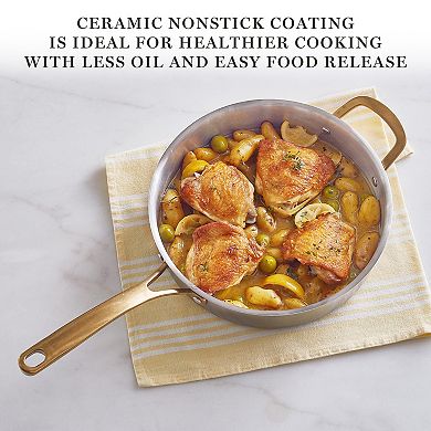 Martha Stewart 12-Piece Stainless Steel Gold-Tone Handled Cookware Set