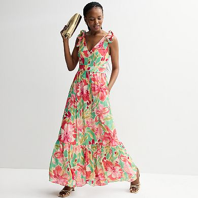 Women's Donna Ricco Sleeveless Printed Crinkle Gauze Maxi Dress