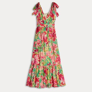 Women's Donna Ricco Sleeveless Printed Crinkle Gauze Maxi Dress
