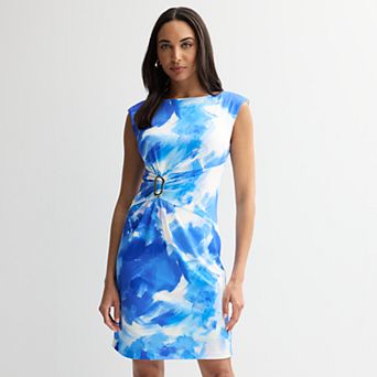 Women's Donna Ricco Sleeveless Boatneck Hardware Midi Dress