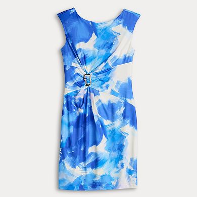 Women's Donna Ricco Sleeveless Boatneck Hardware Midi Dress