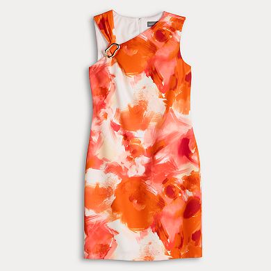 Women's Donna Ricco Sleeveless Asymmetrical Hardware Midi Dress