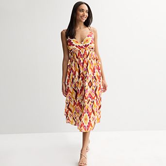 Women's Donna Ricco Sleeveless V-Neck Elastic Waist Tiered Dress