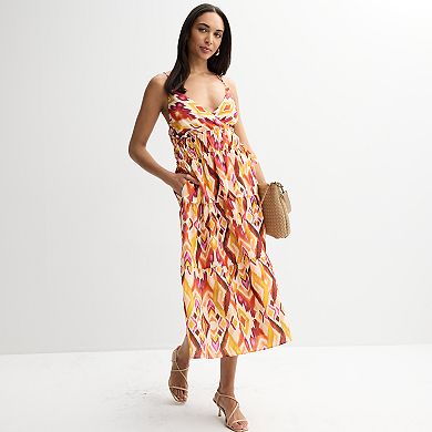 Women's Donna Ricco Sleeveless V-Neck Elastic Waist Tiered Dress