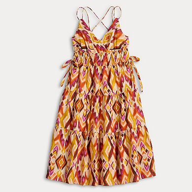 Women's Donna Ricco Sleeveless V-Neck Elastic Waist Tiered Dress