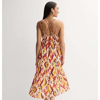 Women's Donna Ricco Sleeveless V-Neck Elastic Waist Tiered Dress