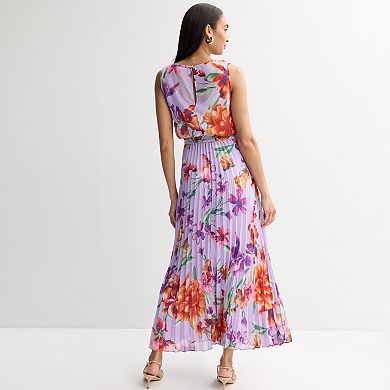 Women's Donna Ricco Sleeveless Pleated Waist Tie Maxi Dress