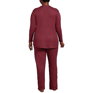 Plus Size Lands' End Long Sleeve V-Neck Pajama Top & Pajama Pants Set