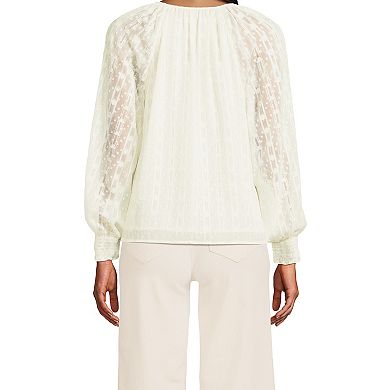 Women's Lands' End Clip Dot Chiffon Blouse