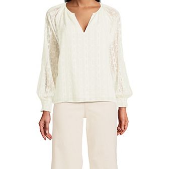 Women's Lands' End Clip Dot Chiffon Blouse