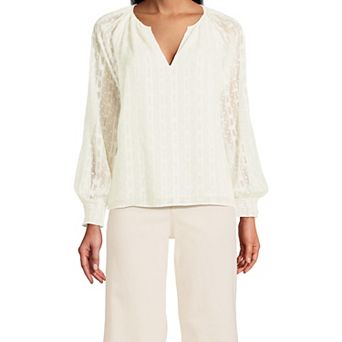 Women's Lands' End Clip Dot Chiffon Blouse