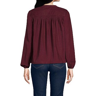 Women's Lands' End Pinwale Cord Smocked Popover Shirt