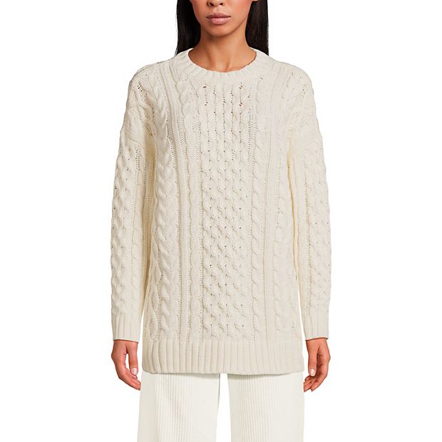 ニット/セーター back open cable tunic Leah Linen & Organic-Cotton Cabled Sweater | Garnet Hill
