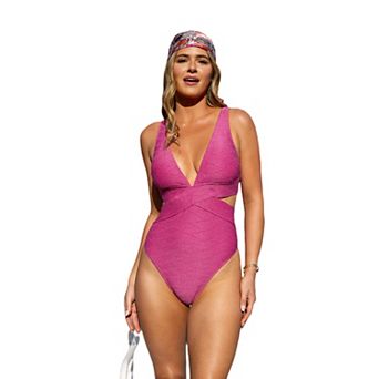 Juniors' CUPSHE Plunging Cutout One-Piece Swimsuit