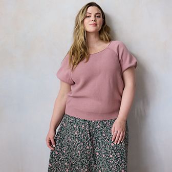 Plus Size LC Lauren Conrad Short Sleeve Knit Sweater Tee