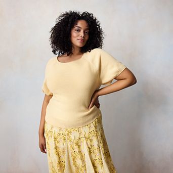 Plus Size LC Lauren Conrad Short Sleeve Knit Sweater Tee