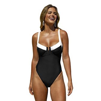 Women's Cupshe Colorblock Underwire V-Wire One-Piece Swimsuit