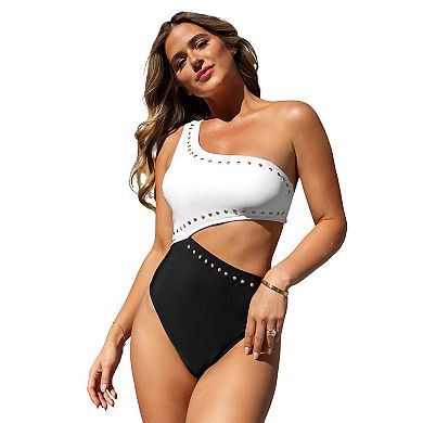 Women's CUPSHE X JoJo Escaping Asymmetrical Stud Cutout One-Piece Swimsuit