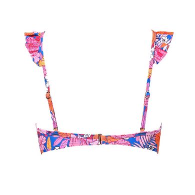 Women's Cupshe Floral Ruffle Sleeve Bralette Swim Top