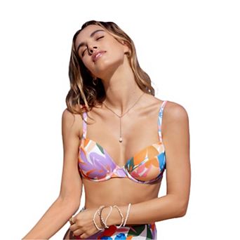 Women's Cupshe Paneled Underwire Bust Enhancing Swim Top