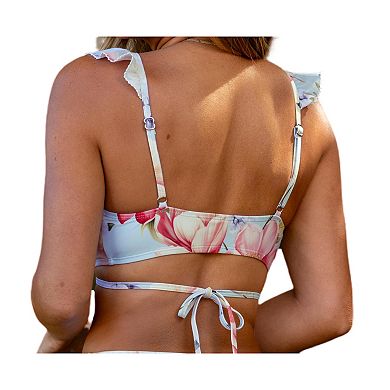 Women's Cupshe Ruffle Front Wrap Bikini Swim Top