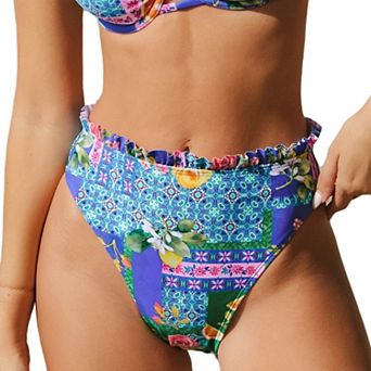 Women's Cupshe Printed Merrow Edge High Waist Bikini Bottom