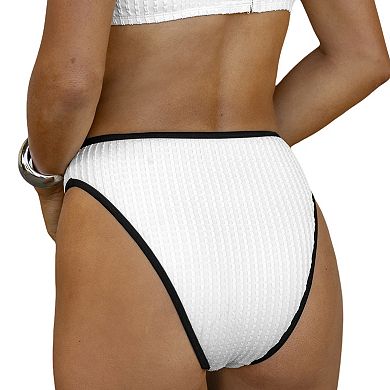 Women's Cupshe Coastal Rib Piping High-Rise Swim Bottoms