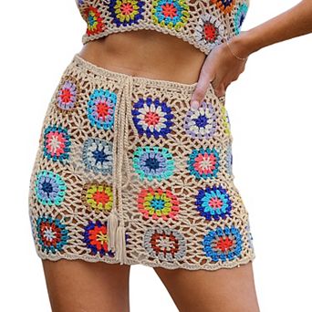Women's Cupshe Floral Crochet Swim Cover-Up Skirt