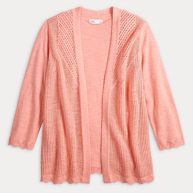 Women's Croft & Barrow® Pointelle Knit Open-Front Cardigan
