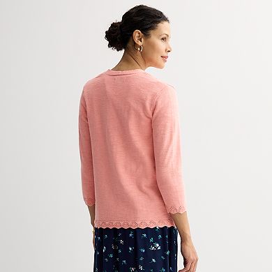 Women's Croft & Barrow® Pointelle Knit Open-Front Cardigan