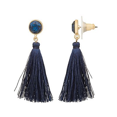LC Lauren Conrad Gold Tone Threaded Tassel Earrings