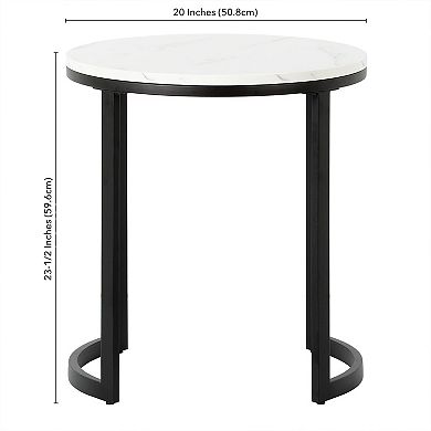 Finley & Sloane Mitera Wide Round Side Table with Faux Marble Top