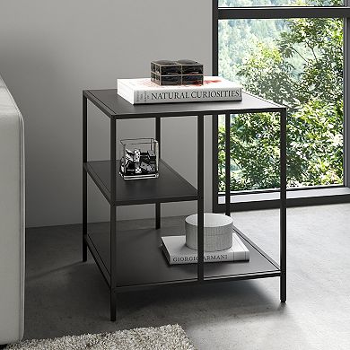 Finley & Sloane Winthrop Square Side Table with Metal Shelves