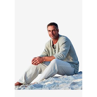 Kingsize Men's Big & Tall Gauze Lace-up Shirt