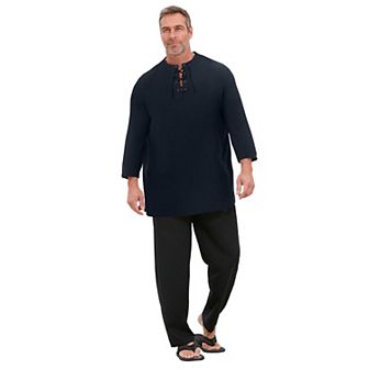 Kingsize Men's Big & Tall Gauze Lace-up Shirt