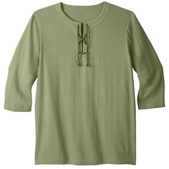 Kingsize Men's Big & Tall Gauze Lace-up Shirt