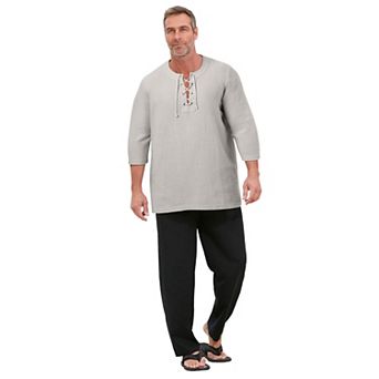 Kingsize Men's Big & Tall Gauze Lace-up Shirt