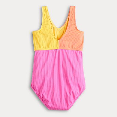 Girls 7-16 Limited Too Rib Cutout & Tie Front One-Piece Swimsuit