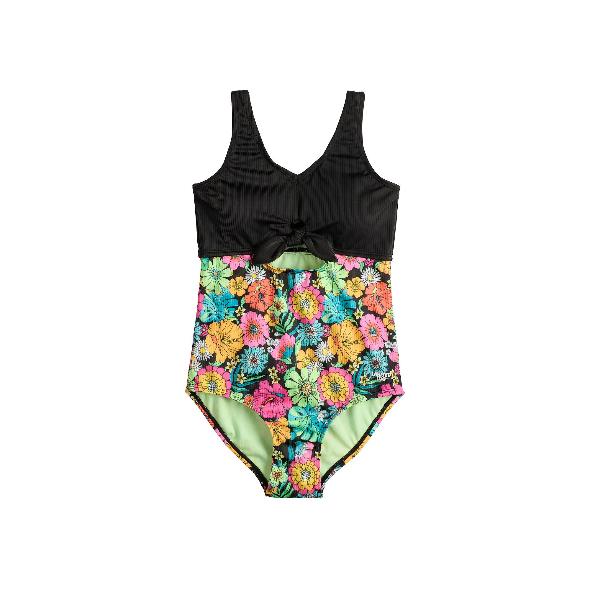 Girls 7-16 Limited Too Rib Cutout & Tie Front One-Piece Swimsuit, Girls, S