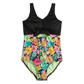 Girls 7-16 Limited Too Rib Cutout & Tie Front One-Piece Swimsuit