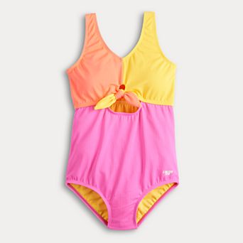 Girls 7-16 Limited Too Rib Cutout & Tie Front One-Piece Swimsuit