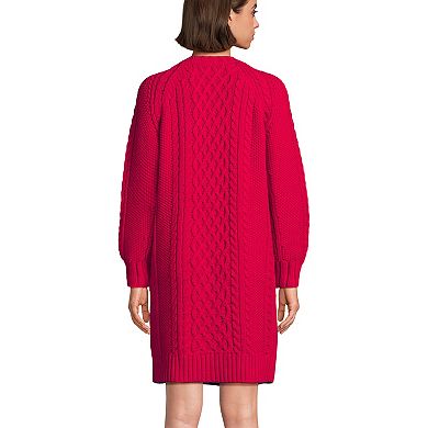 Women's Lands' End Cable Crew Neck Sweater Dress