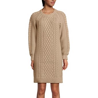 Women's Lands' End Cable Crew Neck Sweater Dress