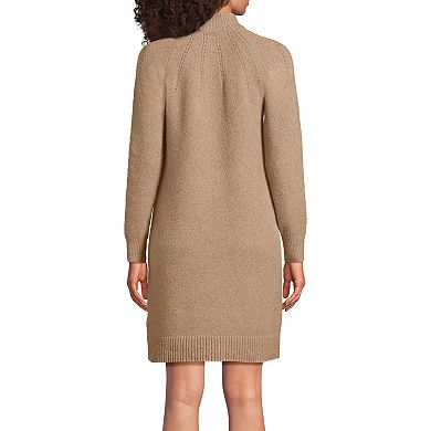 Women's Lands' End Boucle Long Sleeve Mock Neck Sweater Dress