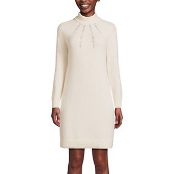 Women's Lands' End Boucle Long Sleeve Mock Neck Sweater Dress