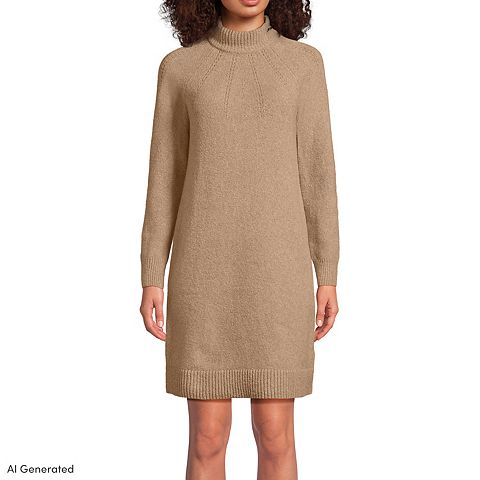 Женские платья Lands' End Boucle Long Sleeve Mock Neck Sweater Dress